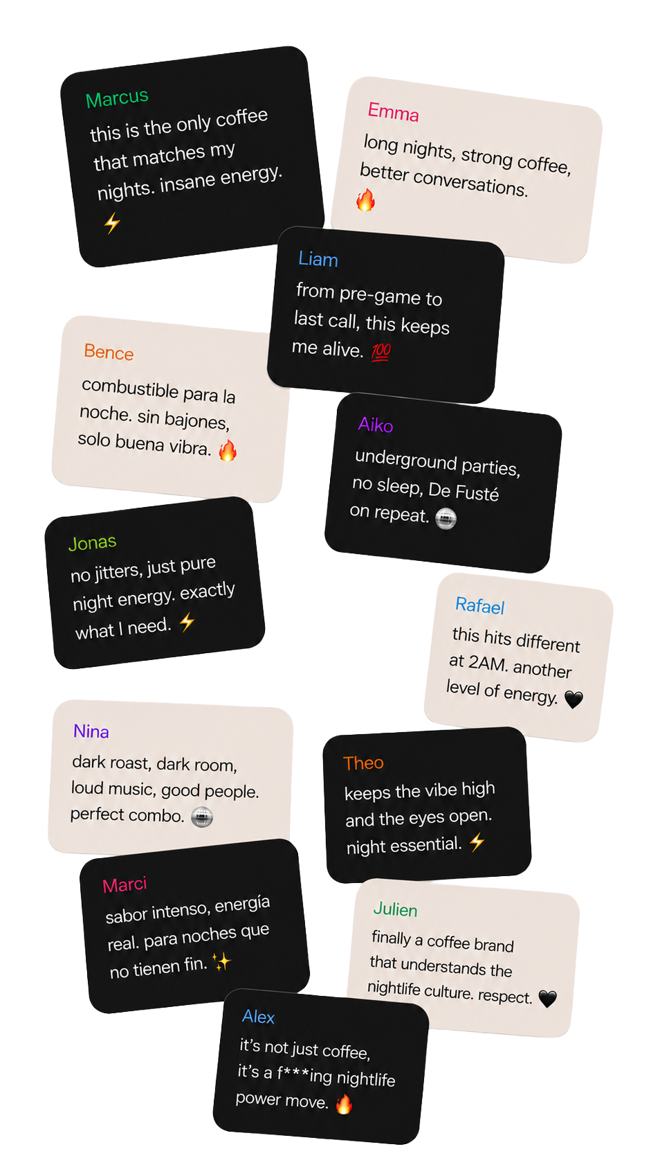 Nightlife reactions — real customer quotes